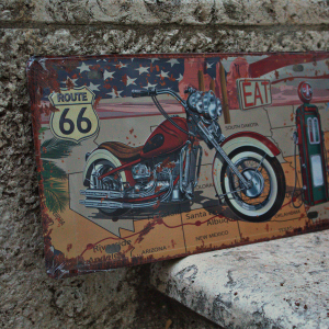 Retro Route 66 Bike decorative license plate